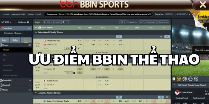 BBIN Sports – Giao Diện Cổ Điển, Odds Chuẩn Châu Á BBIN Sports